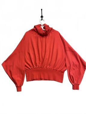 Saulnier&Cappelli Womens Red Long Sleeve Cropped Sweater w Balloon Sleeves Sz L